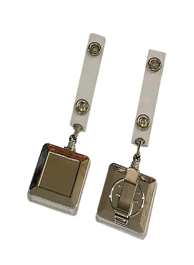 حامل بطاقات هوية لامع مربع الشكل من شاينينج زون، قابل للسحب، مزود بمشبك لبطاقة الهوية، حامل بطاقات أنيق، بكرة يويو لبطاقات الهوية، وحدة واحدة - Image 2