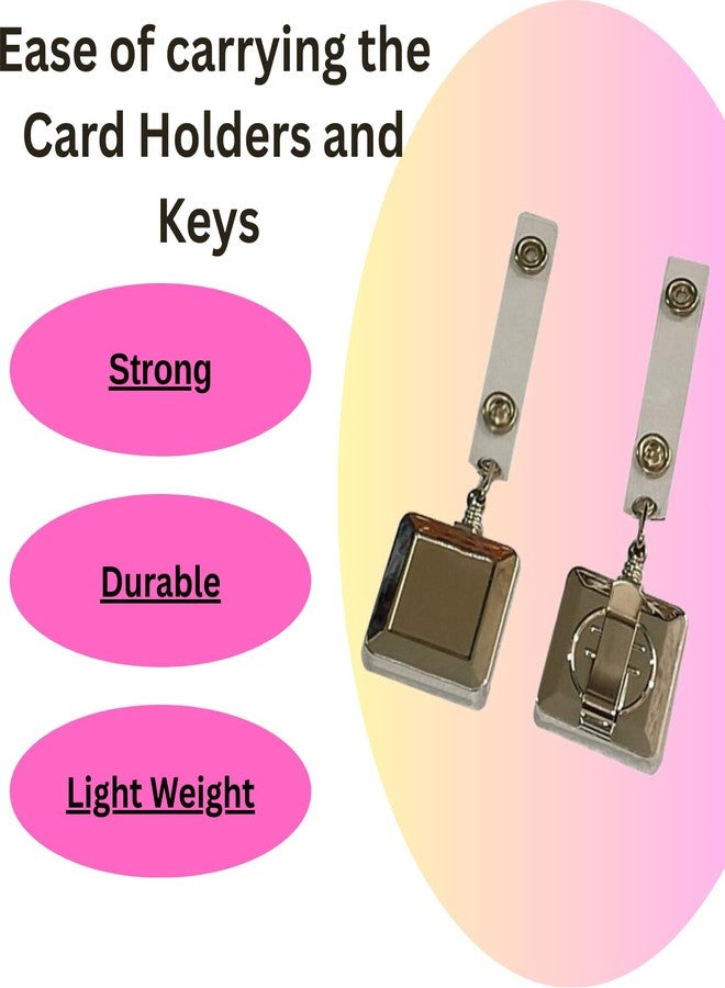 حامل بطاقات هوية لامع مربع الشكل من شاينينج زون، قابل للسحب، مزود بمشبك لبطاقة الهوية، حامل بطاقات أنيق، بكرة يويو لبطاقات الهوية، وحدة واحدة - Image 3