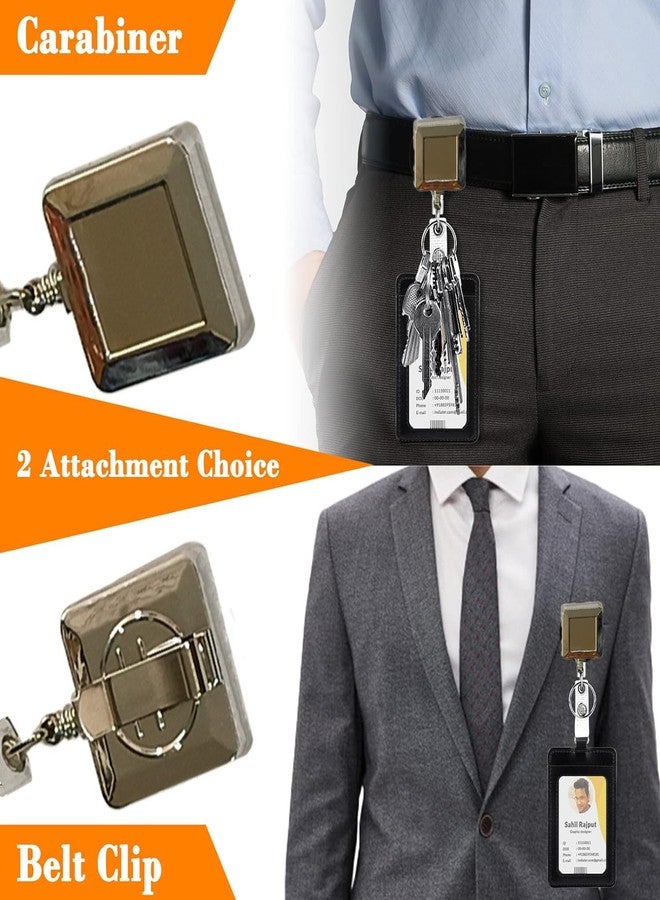 حامل بطاقات هوية لامع مربع الشكل من شاينينج زون، قابل للسحب، مزود بمشبك لبطاقة الهوية، حامل بطاقات أنيق، بكرة يويو لبطاقات الهوية، وحدة واحدة - Image 5