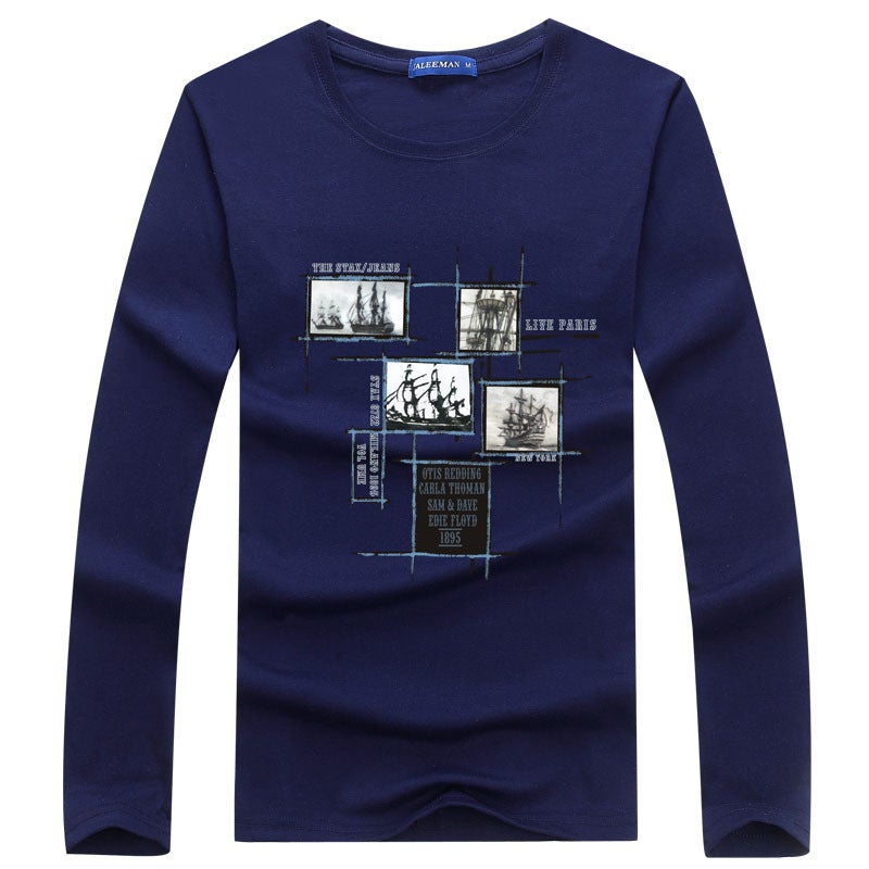 Autumn New Large Size Casual Fashionable Round Collar Men'S Long Sleeve T-Shirt T-Shirt - Image 2