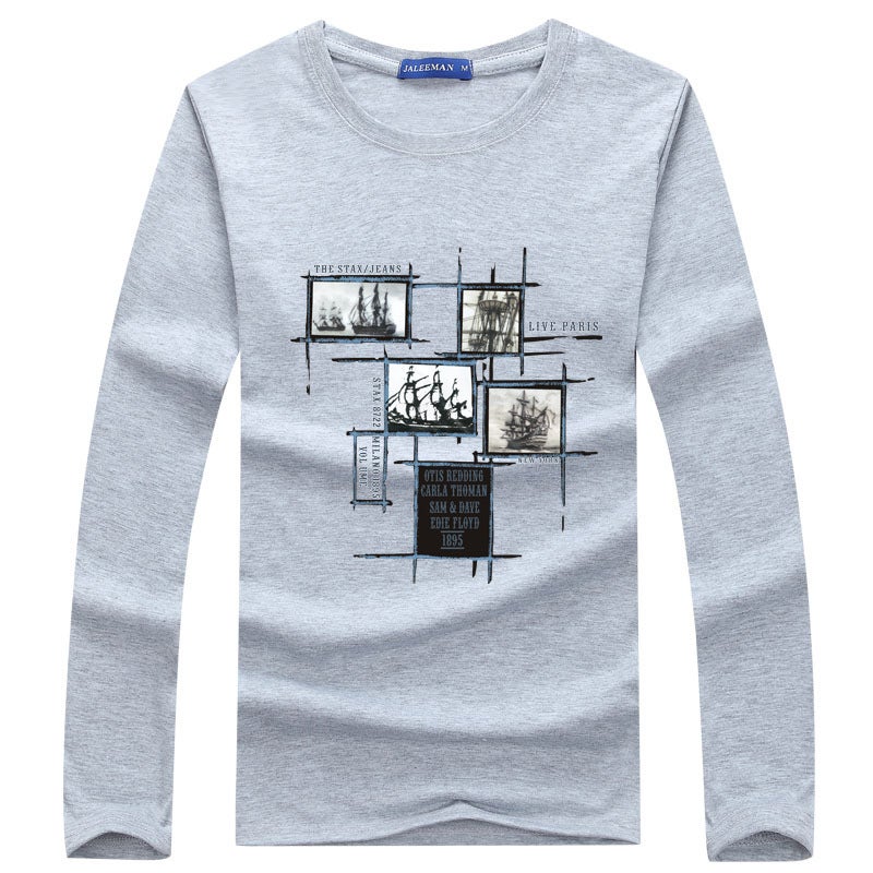 Autumn New Large Size Casual Fashionable Round Collar Men'S Long Sleeve T-Shirt T-Shirt - Image 4