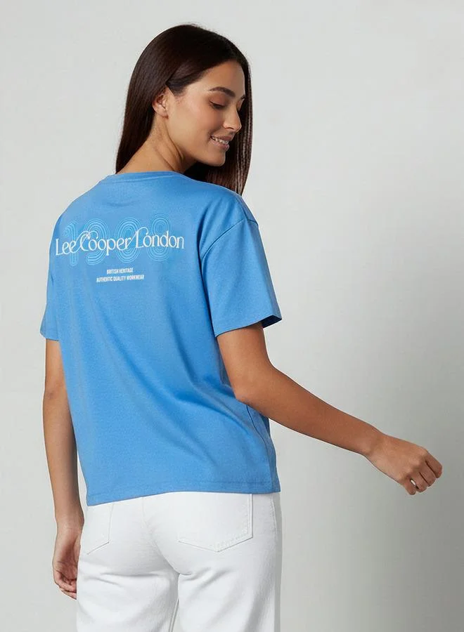 Lee Cooper  Lee Cooper Regular Fit Cotton T-shirt with Print for Women | Best Price UAE