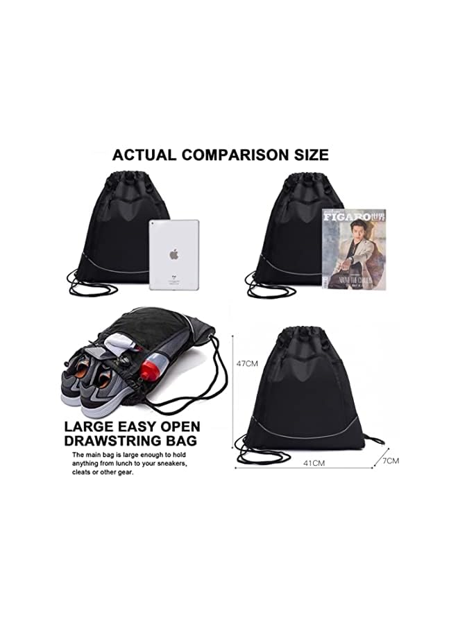 SHOWAY Black Drawstring pocket backpack men's and women's outdoor travel sports basketball football swimming cycling bag, 41 X 7 47cm - Image 5