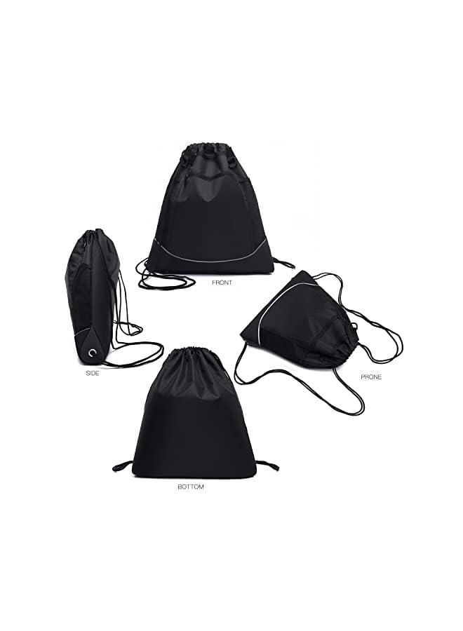 SHOWAY Black Drawstring pocket backpack men's and women's outdoor travel sports basketball football swimming cycling bag, 41 X 7 47cm - Image 3
