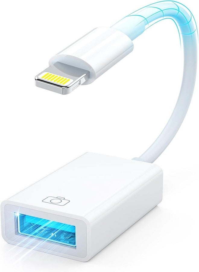esbeecables [Apple MFi Certified] Lightning to USB Camera Adapter, Lightning to USB-A 3.0 Female Adapter OTG Data Sync Cable Converter for Select iPhone,iPad Models,Camera,Card Reader,Flash Drive,MIDI Keyboard - Image 1