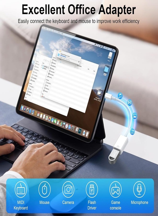 esbeecables [Apple MFi Certified] Lightning to USB Camera Adapter, Lightning to USB-A 3.0 Female Adapter OTG Data Sync Cable Converter for Select iPhone,iPad Models,Camera,Card Reader,Flash Drive,MIDI Keyboard - Image 2