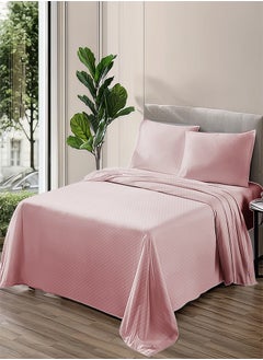 PACHA HOME Plain sheet set with fabric pattern - color: Pink -Size: 240*270+2 pillowcases.  - Image 1