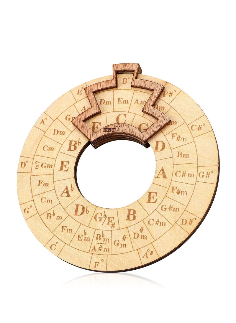 KASTWAVE Wooden Melody Tool, Round Wooden Melody Chord Tool, Song Writing and Music Exploration Must Have Tool, Circle Of Fifths Wooden Wheel, for Guitar, Ukulele, Piano,Basslele, Piano  - Image 1