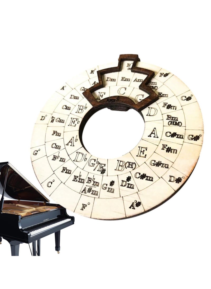 KASTWAVE Wooden Melody Tool, Round Wooden Melody Chord Tool, Song Writing and Music Exploration Must Have Tool, Circle Of Fifths Wooden Wheel, for Guitar, Ukulele, Piano,Basslele, Piano  - Image 4