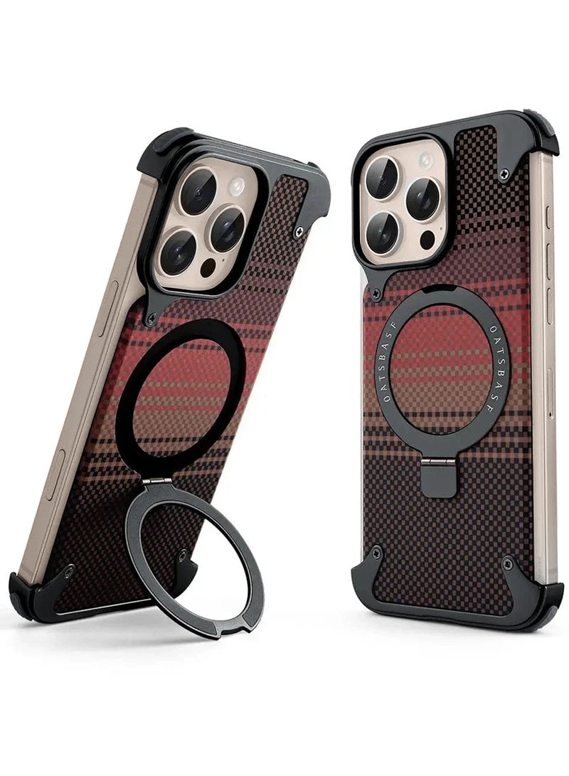 CATANES 3Packs Case Cover for iPhone 16 Pro Max, Magnetic Ring Stand, Carbon Fiber Texture, Shockproof Armor, MagSafe Compatible with Two Screen Protectors - Brown - Image 4