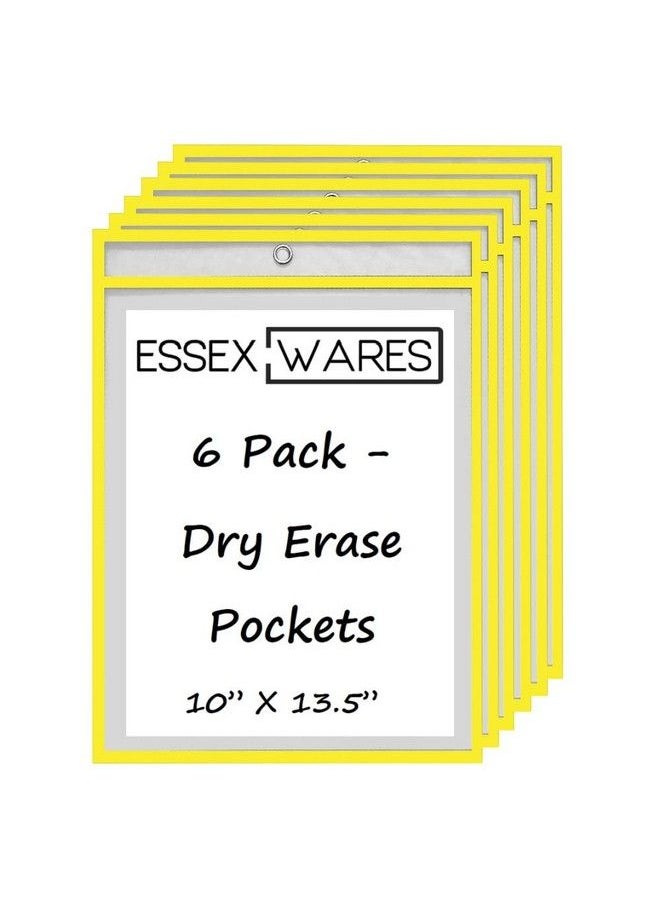 Essex Wares 6 Pack Dry Erase Pocks Yellow By Essex Wares For Teacher Lessons In A Classroom Or For Use At Your Home Or Office Fits Standard Paper 10” X 13.5”  - Image 2