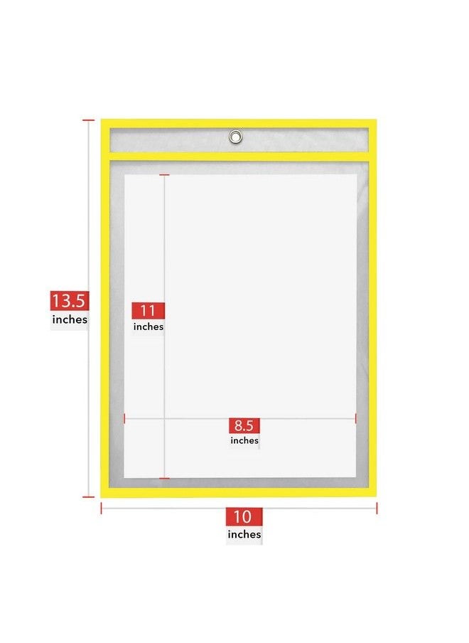 Essex Wares 6 Pack Dry Erase Pocks Yellow By Essex Wares For Teacher Lessons In A Classroom Or For Use At Your Home Or Office Fits Standard Paper 10” X 13.5”  - Image 3