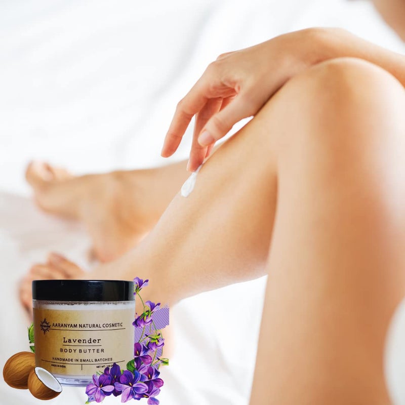 Aaranyam Lavender Body Butter moisturizer cream  dry skin moisturizer with goodness of shea butter raw cocoa butter  Body Cream  winter cream For Women  Men 120 g - Image 4
