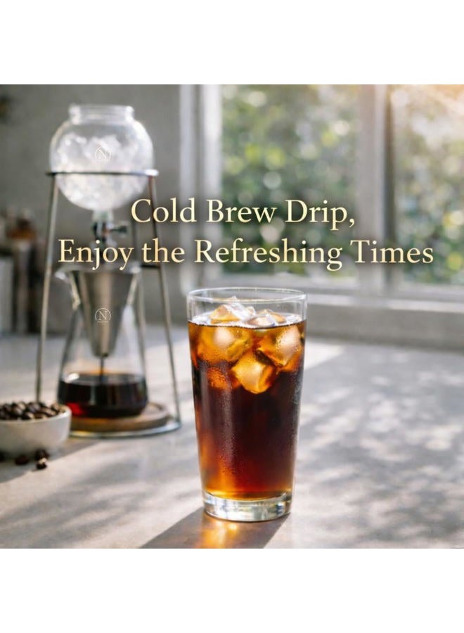 Nispira Iced Coffee Cold Brew Drip Coffee Maker Stainless Steal, 400mL, Borosilicate Glass - Image 2