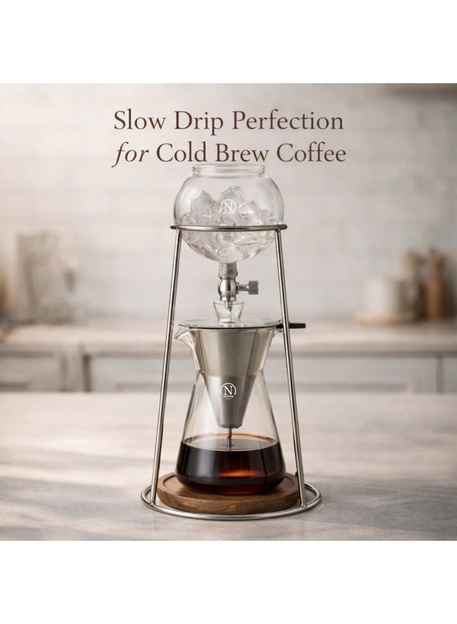 Nispira Iced Coffee Cold Brew Drip Coffee Maker Stainless Steal, 400mL, Borosilicate Glass - Image 3