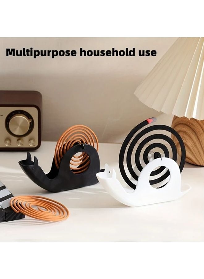 White Snail Shaped Fireproof Heat Resistant Mosquito Coil Holder Tray Indoor Outdoor Insect Repellent - Image 5