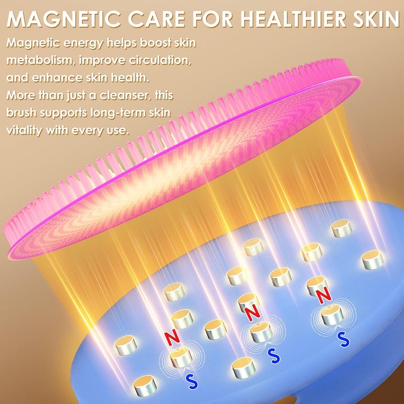 Innerneed Magnetic Silicone Facial Cleansing Brush – Deep Pore Cleanser with Magnetic Therapy for Skin Circulation & Radiance – Soft, Hygienic, Durable Face Scrubber for All Skin Types （Purple） - Image 3