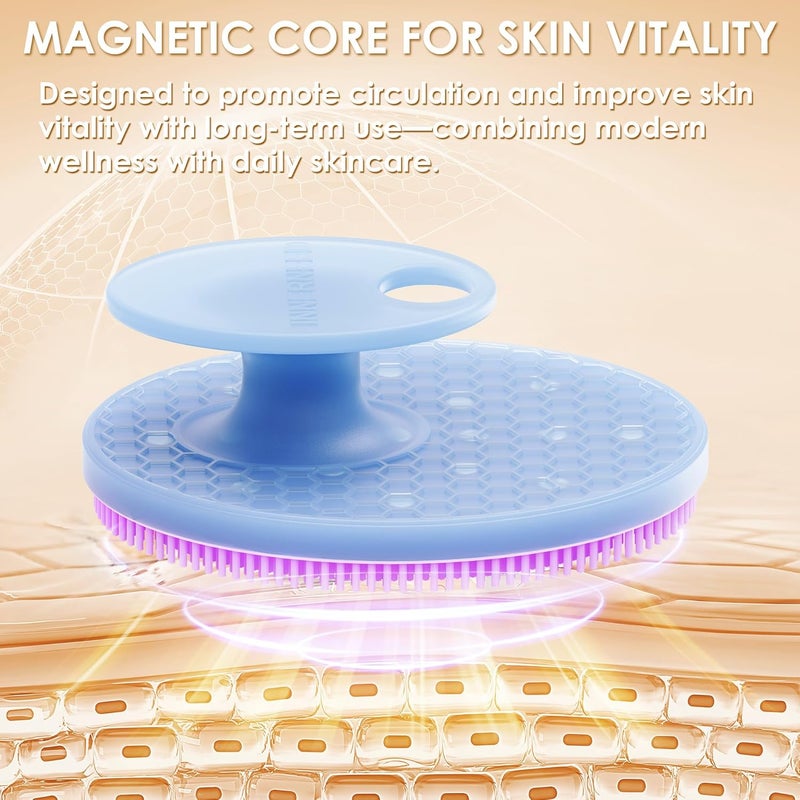 Innerneed Magnetic Silicone Facial Cleansing Brush – Deep Pore Cleanser with Magnetic Therapy for Skin Circulation & Radiance – Soft, Hygienic, Durable Face Scrubber for All Skin Types （Purple） - Image 4