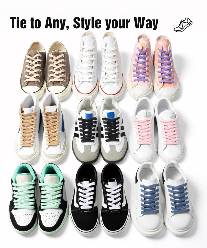 Handshop حذاء يدوي 2 زوج من أربطة الأحذية الرياضية المسطحة 5/16" في 40"-63" بديل لأربطة الأحذية 55" بوصة (140 سم) 2 × أسود - Image 5