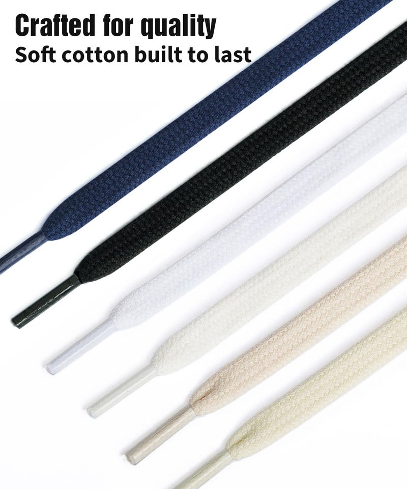 Handshop حذاء يدوي 2 زوج من أربطة الأحذية الرياضية المسطحة 5/16" في 40"-63" بديل لأربطة الأحذية 55" بوصة (140 سم) 2 × أسود - Image 4