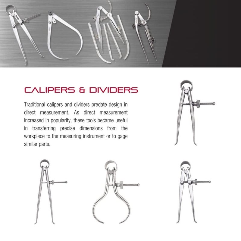 Starrett Starrett Toolmakers SpringType Caliper and Divider with Bow Spring and Hardened Fulcrum Stud  6 Size and Capacity Spring Joint Type  2746  - Image 3