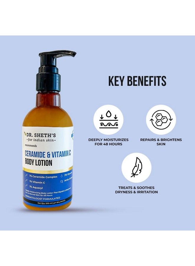 Dr. Sheth's Ceramide & Vitamin C Body Lotion ; Deeply Moisturizing Body Lotion That Repairs & Brightens Skin ; 200 Ml - Image 3