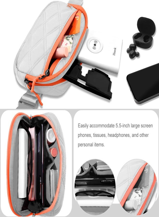 ZINZ Fanny Packs Waist Belt Bags for Travel and Daily Use, Crossbody Bum Hip Bag for Women and Men,Gray Orange - Image 2