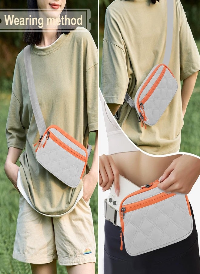ZINZ Fanny Packs Waist Belt Bags for Travel and Daily Use, Crossbody Bum Hip Bag for Women and Men,Gray Orange - Image 5