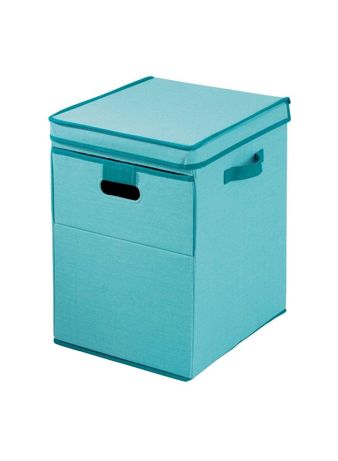 InterDesign Idesign Emmy Fabric Storage Bin With Lid And Opening Front, Basket Container With Dual Side Handles For Closet, Bedroom, Toys, Nursery - Teal - Image 4