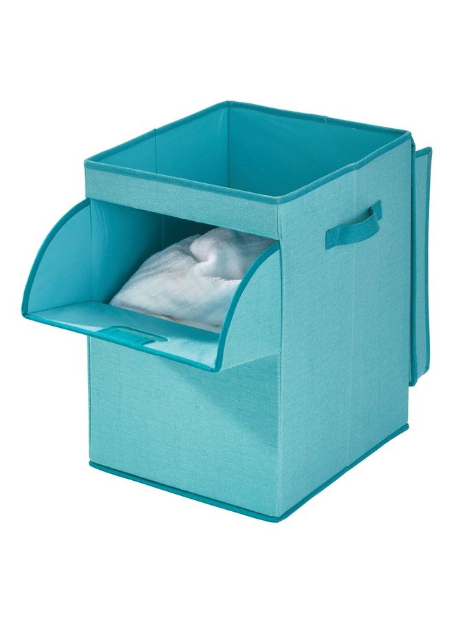 InterDesign Idesign Emmy Fabric Storage Bin With Lid And Opening Front, Basket Container With Dual Side Handles For Closet, Bedroom, Toys, Nursery - Teal - Image 2