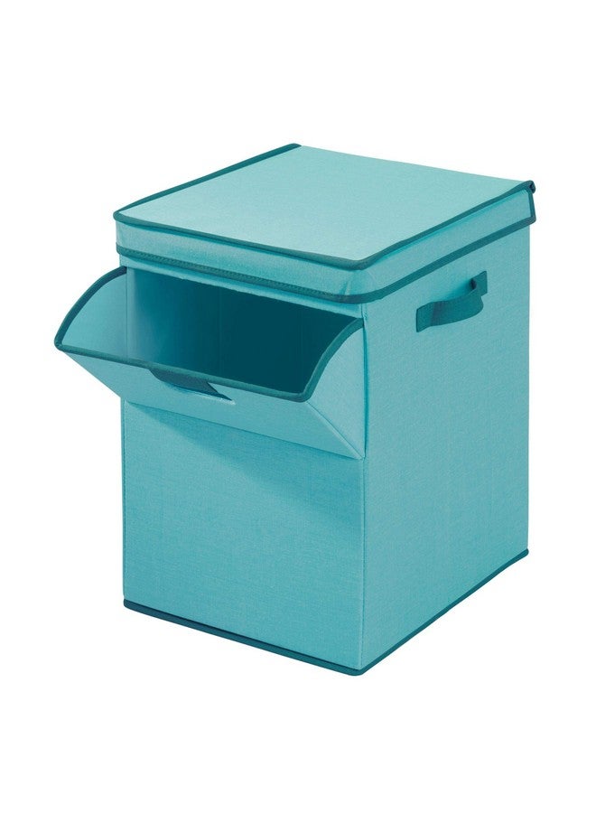 InterDesign Idesign Emmy Fabric Storage Bin With Lid And Opening Front, Basket Container With Dual Side Handles For Closet, Bedroom, Toys, Nursery - Teal - Image 3