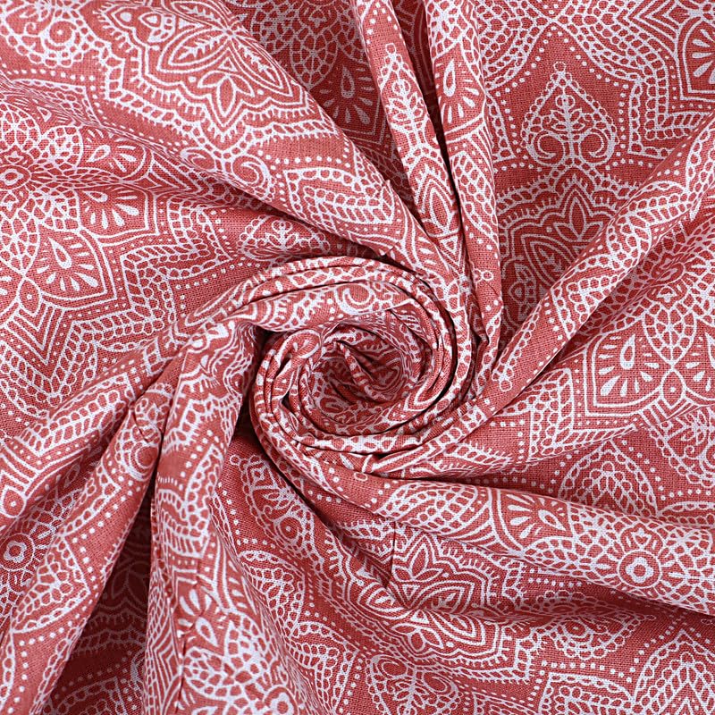 Go Texstylers Red Cotton Printed 6 Seater Table Cloth Cover  - Image 2