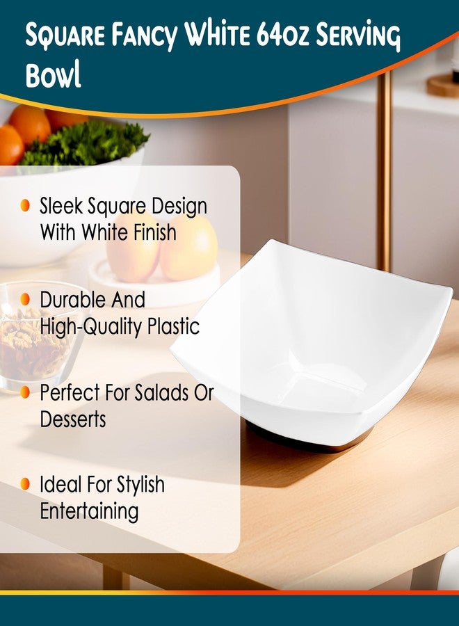 Blue Sky Square Fancy White 64oz Serving Bowl (1 Count) | Elegant Disposable Plastic - Ideal for Parties & Events - Image 5