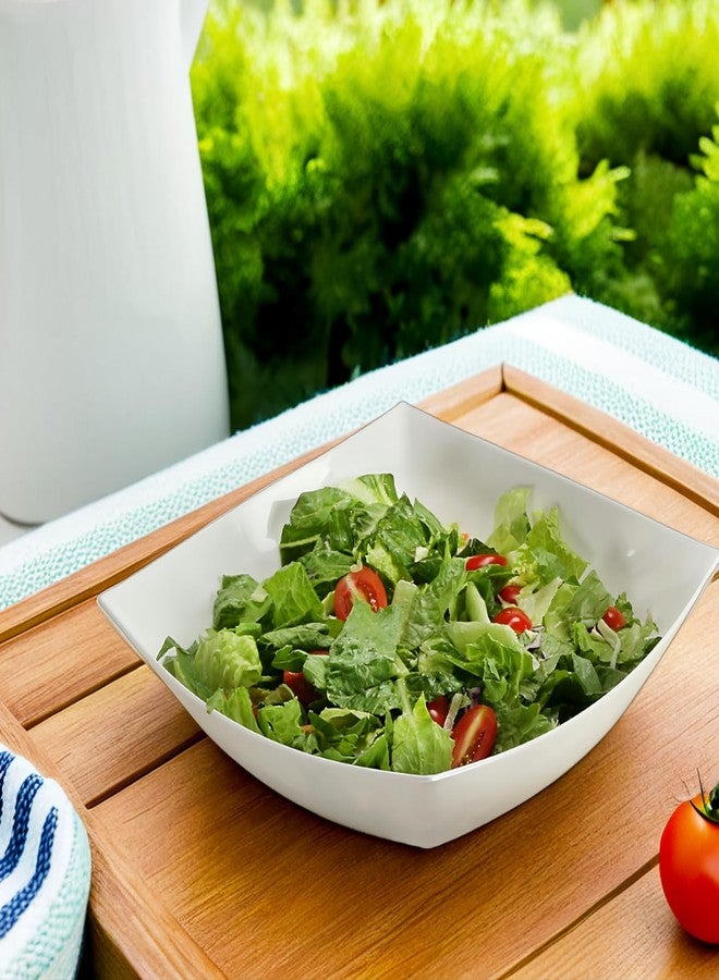 Blue Sky Square Fancy White 64oz Serving Bowl (1 Count) | Elegant Disposable Plastic - Ideal for Parties & Events - Image 2