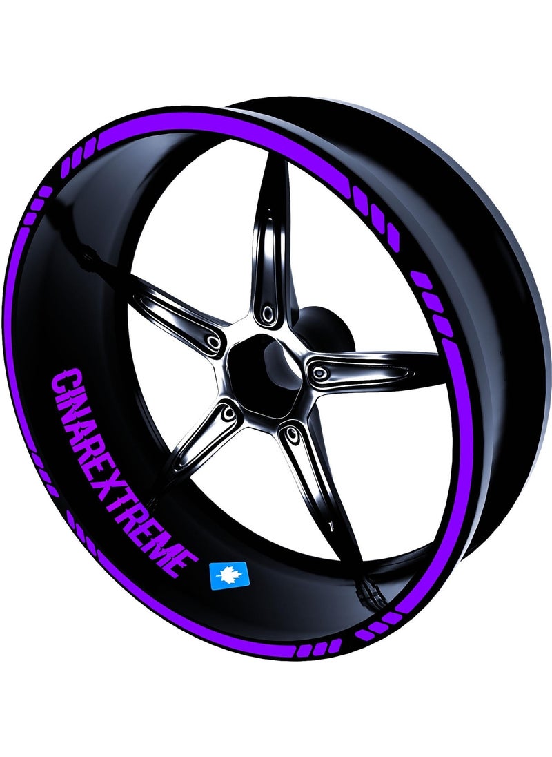 Çınar Extreme 4 Piece Cutout Design Eggplant Purple Wheel Strip Sticker  - Image 1
