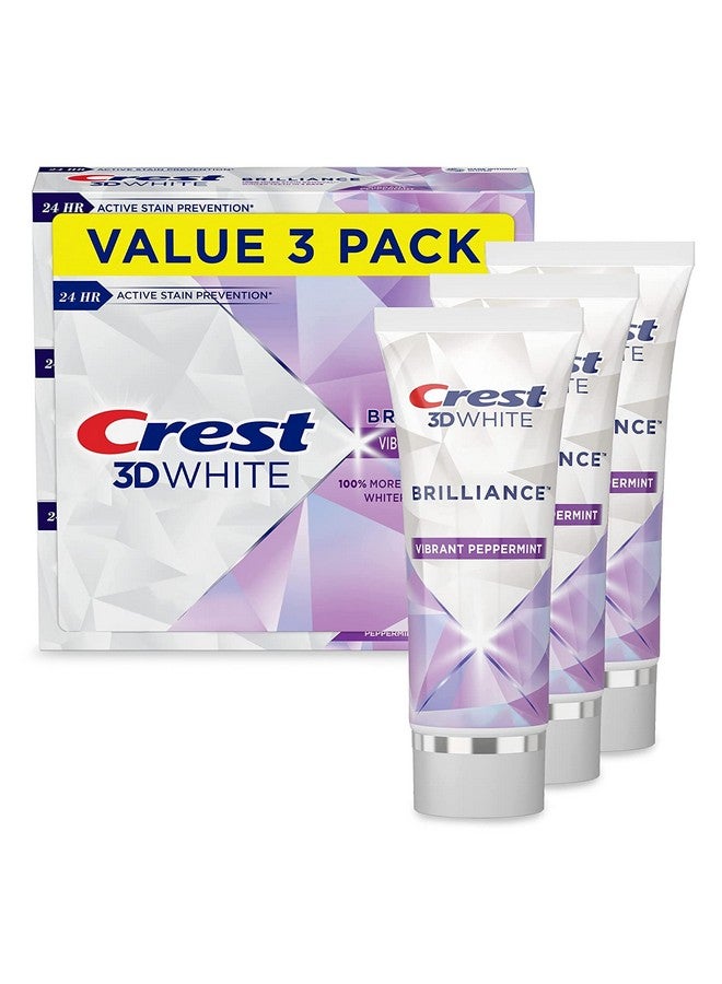 كرست معجون أسنان كريست ثري دي وايت بريليانس بنكهة النعناع المنعش، 4.1 أونصة (عبوة من 3 قطع) (قد تختلف العبوة) - Image 1