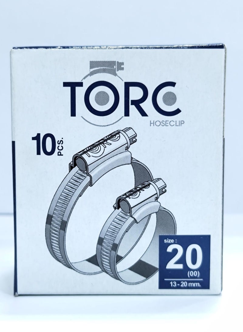 Torc TORC Hose Clip (Size 20) - Stainless Steel Adjustable Clamp, 13-20mm, Pack of 10  - Image 5