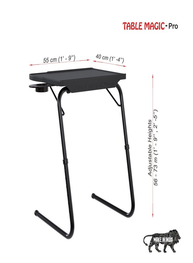 TABLE MAGIC طاولة TABLE MAGIC - طاولة كمبيوتر محمول احترافية موسعة المساحة، متعددة الاستخدامات، قابلة لتعديل الارتفاع، مناسبة للعمل والدراسة ومشاهدة التلفاز، طاولة محمولة (ذكية، سوداء)، مصنوعة من البولي بروبيلين - Image 3