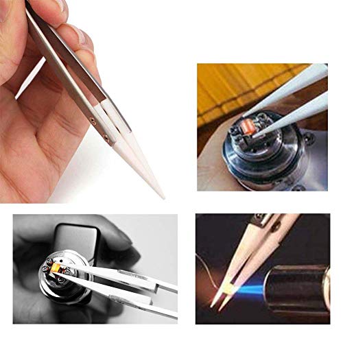 FLYINGSEA Stainless Steel Ceramic Tweezers, Antimagnetic, High Temperature Resistant, Non-Conductive, 3000 Degrees - Image 5