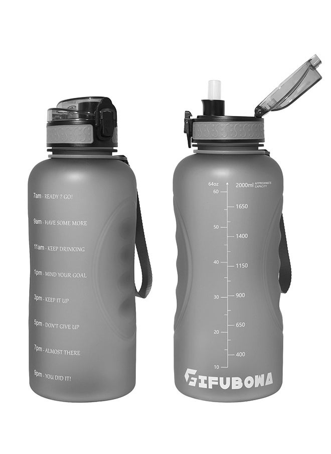 GIFUBOWA - Sports Water Bottle with Time Marker 2 Liter BPA-Free LeakProof Motivational Large Drink Jug for Fitness Gym Office and Outdoor - Image 1