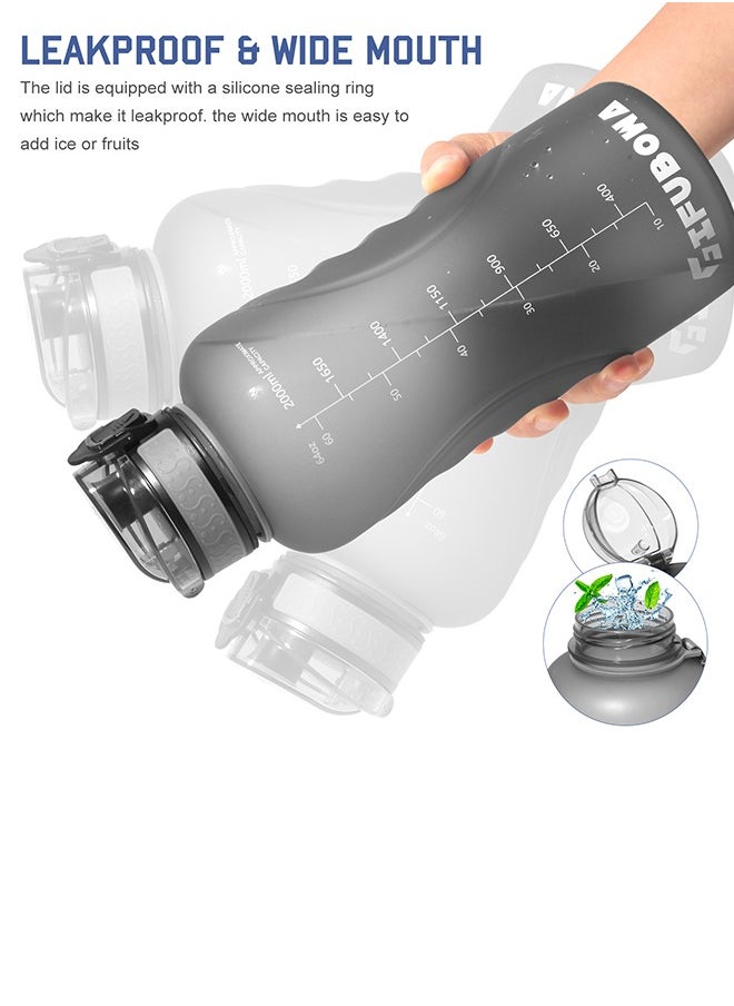 GIFUBOWA - Sports Water Bottle with Time Marker 2 Liter BPA-Free LeakProof Motivational Large Drink Jug for Fitness Gym Office and Outdoor - Image 1