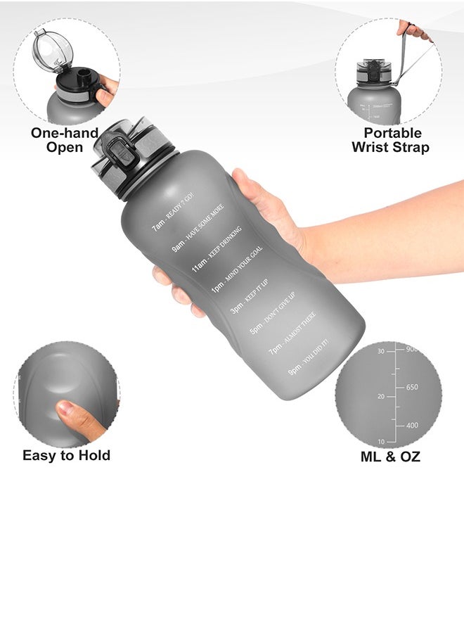 GIFUBOWA - Sports Water Bottle with Time Marker 2 Liter BPA-Free LeakProof Motivational Large Drink Jug for Fitness Gym Office and Outdoor - Image 1