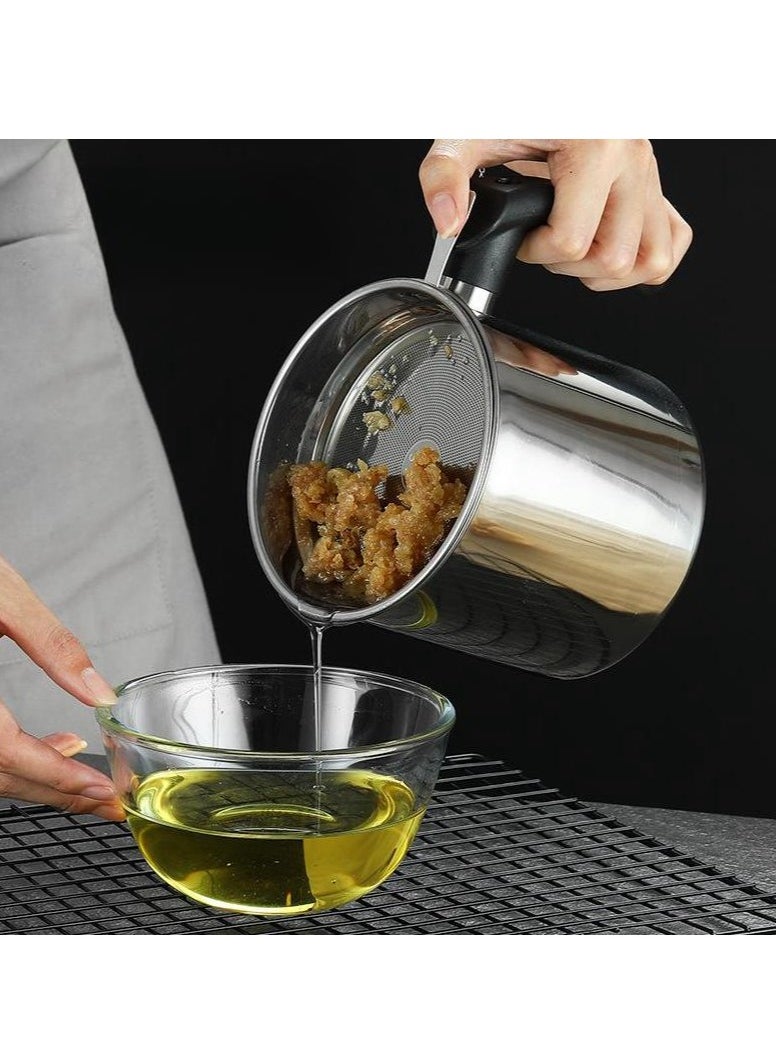 MIXDE 2L Stainless Steel Oil Storage Can Container With Strainer,Lid,Tray Easy-Grip Handle Suitable For Storing Frying Oil And Cooking Grease  - Image 2