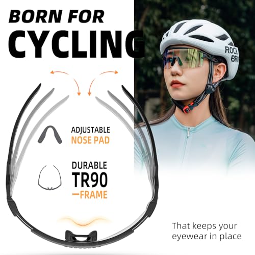 ROCKBROS Cycling Glasses Colour-changing UV Protection Against Wind and Sand Sports Glasses for Men Women Cycling Goggles - Image 3
