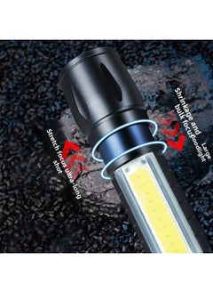 Generic Outdoor Strong Light Mini Telescopic Flashlight Small Household USB Charging COB Side Light Aluminum Alloy 511 Flashlight Wholesale-Color:513 All-aluminum Pen Clip Telescopic ]  - Image 3