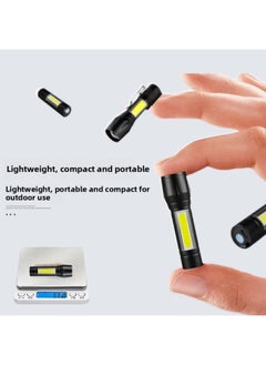 Generic Outdoor Strong Light Mini Telescopic Flashlight Small Household USB Charging COB Side Light Aluminum Alloy 511 Flashlight Wholesale-Color:513 All-aluminum Pen Clip Telescopic ]  - Image 5