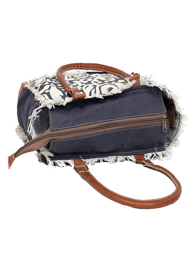 كويرو حقيبة كتف من القماش المعاد تدويره والجلد، حقيبة كروسبودي، حقيبة جلدية، حقيبة قماشية كلاسيكية (النمط 2) - Image 3