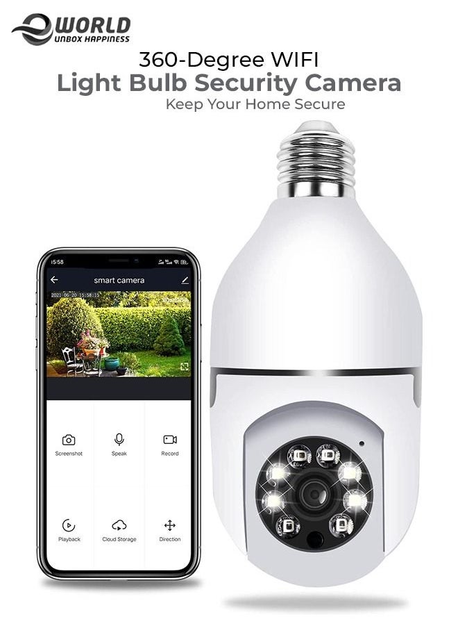 Eworld - 360 Degree Wireless WIFI Light Bulb Security Camera with Motion Detection and Two-Way Audio system. - Image 1