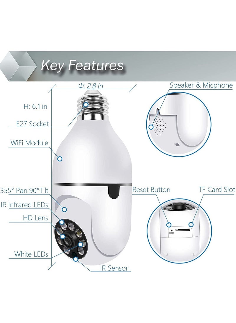 Eworld - 360 Degree Wireless WIFI Light Bulb Security Camera with Motion Detection and Two-Way Audio system. - Image 1