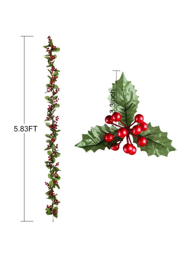 DearHouse DearHouse 6FT Red Berry Christmas Garland, Flexible Artificial Berry Garland for Indoor Outdoor Home Fireplace Decoration for Winter Christmas Holiday New Year Decor  - Image 2